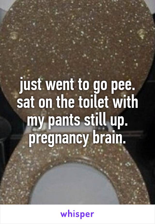 just went to go pee. sat on the toilet with my pants still up.
pregnancy brain.