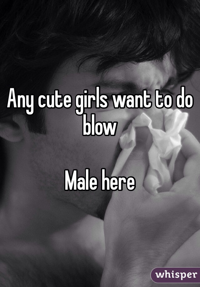 Any cute girls want to do blow 

Male here 