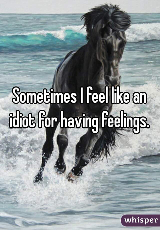 Sometimes I feel like an idiot for having feelings. 