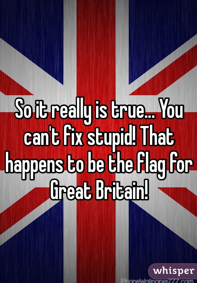 So it really is true... You can't fix stupid! That happens to be the flag for Great Britain! 