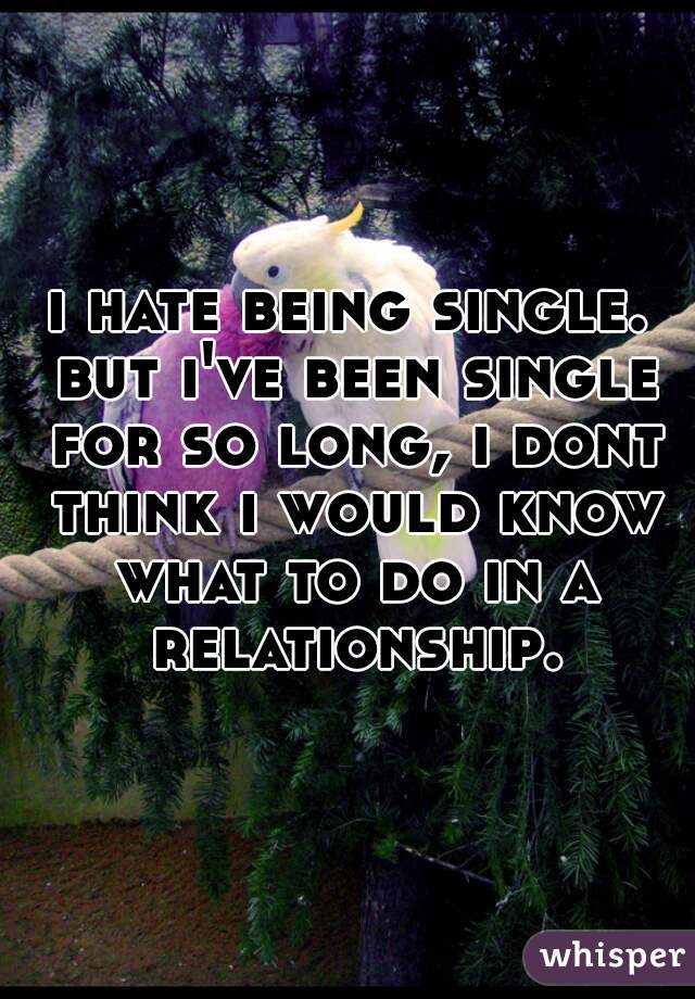 i hate being single. but i've been single for so long, i dont think i would know what to do in a relationship.