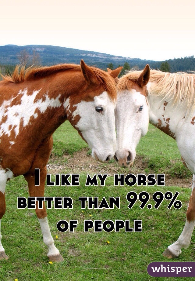 I like my horse better than 99.9% of people
