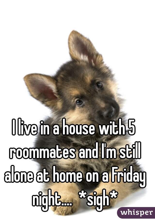 I live in a house with 5 roommates and I'm still alone at home on a Friday night....  *sigh*