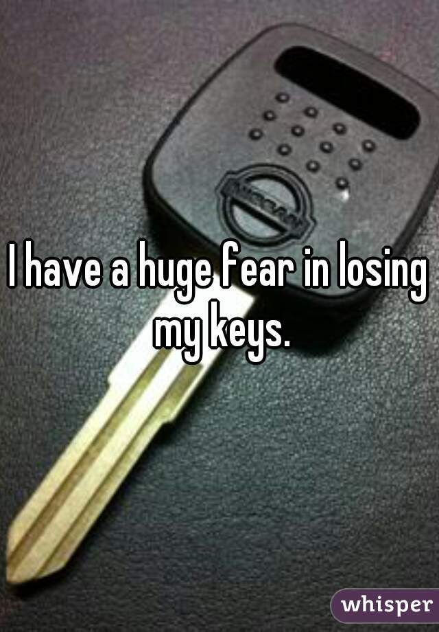 I have a huge fear in losing my keys.
