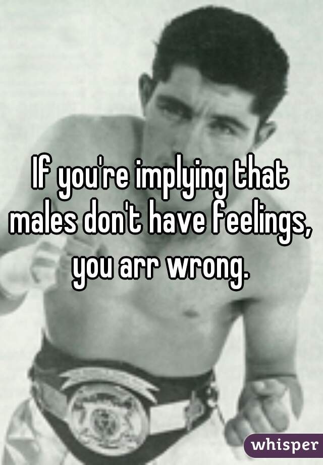 If you're implying that males don't have feelings,  you arr wrong. 