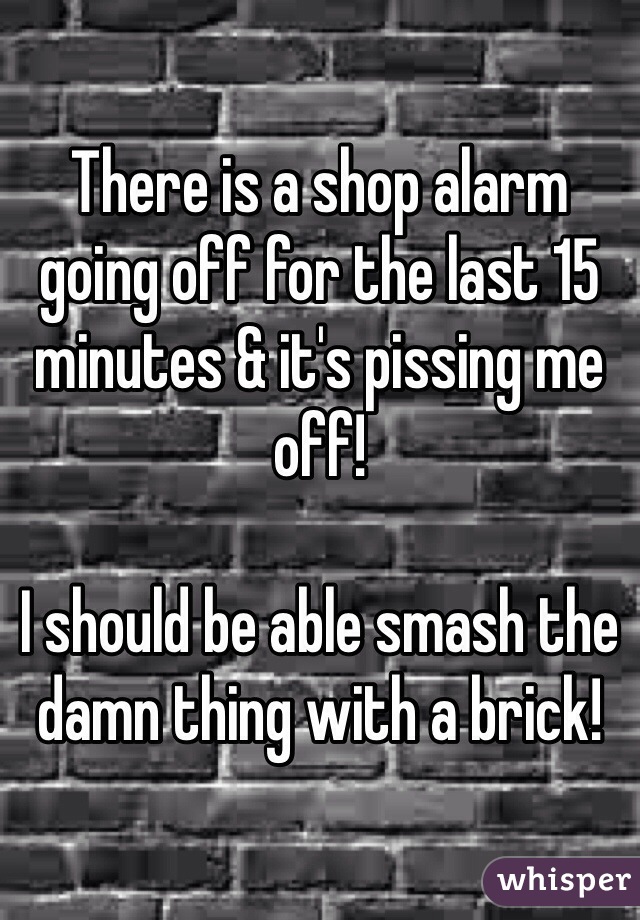 There is a shop alarm going off for the last 15 minutes & it's pissing me off!

I should be able smash the damn thing with a brick!
