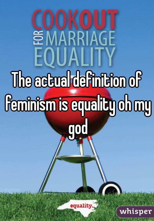 The actual definition of feminism is equality oh my god