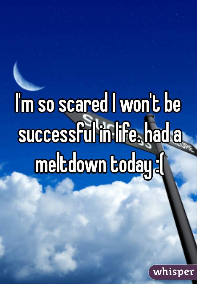 I'm so scared I won't be successful in life. had a meltdown today :(