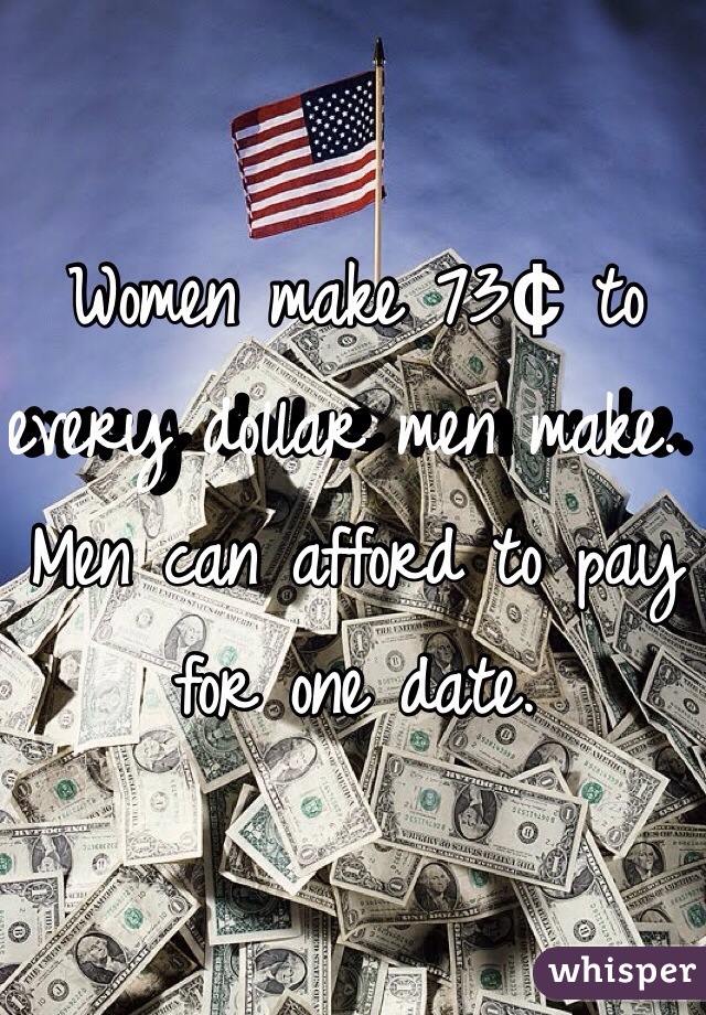 Women make 73₵ to every dollar men make. Men can afford to pay for one date.