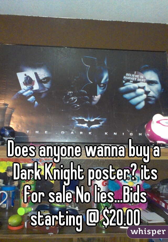 Does anyone wanna buy a Dark Knight poster? its for sale No lies...Bids starting @ $20.00
