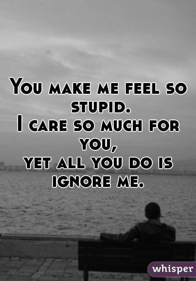 You make me feel so stupid.
I care so much for you, 
yet all you do is ignore me. 