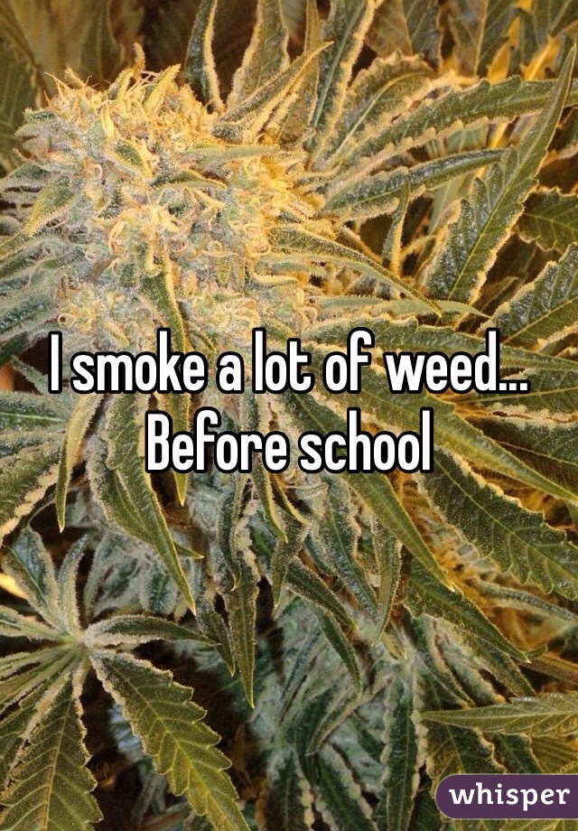 I smoke a lot of weed... Before school