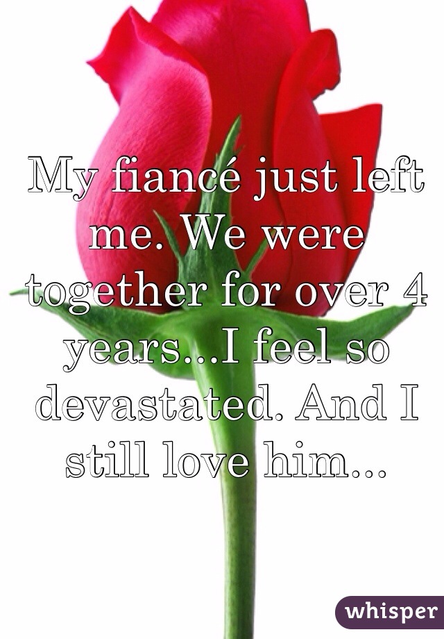 My fiancé just left me. We were together for over 4 years...I feel so devastated. And I still love him...