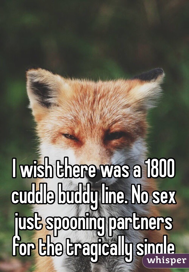 I wish there was a 1800 cuddle buddy line. No sex just spooning partners for the tragically single