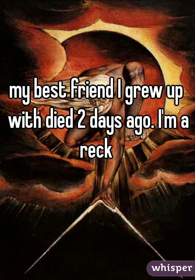 my best friend I grew up with died 2 days ago. I'm a reck 