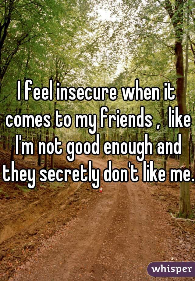 I feel insecure when it comes to my friends ,  like I'm not good enough and they secretly don't like me.