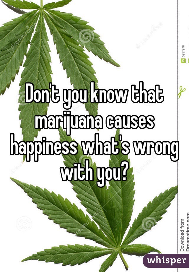 Don't you know that marijuana causes happiness what's wrong with you?