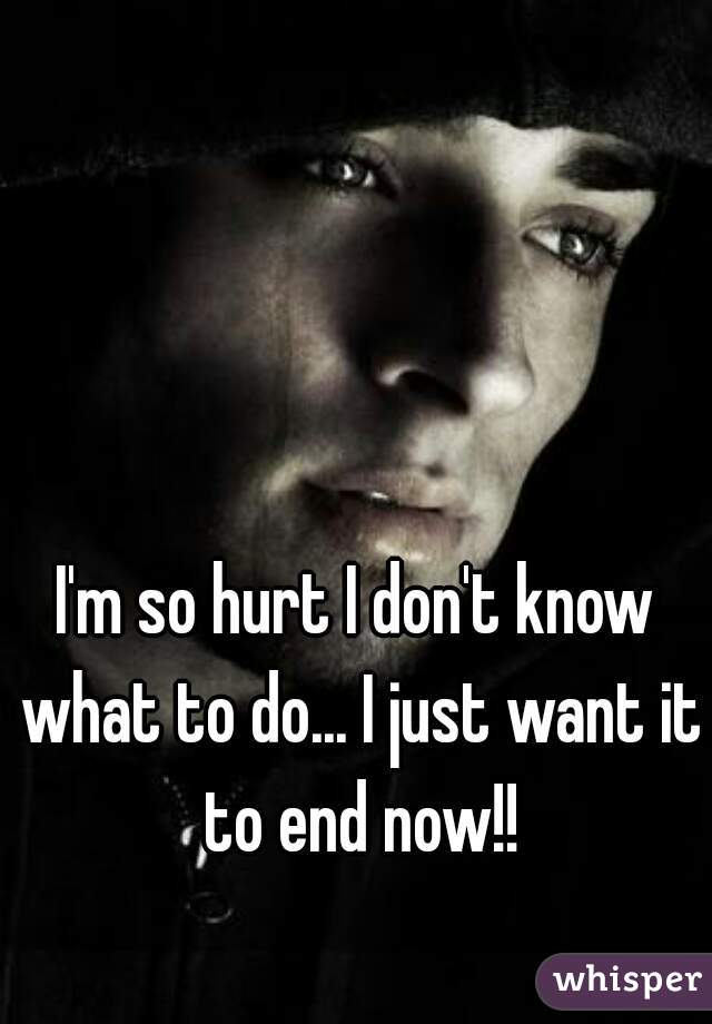 I'm so hurt I don't know what to do... I just want it to end now!!