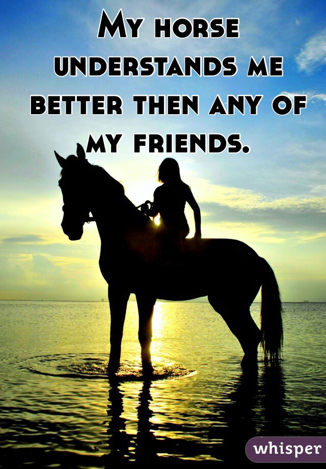 My horse understands me better then any of my friends.