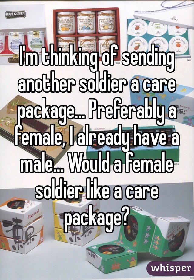 I'm thinking of sending another soldier a care package... Preferably a female, I already have a male... Would a female soldier like a care package? 