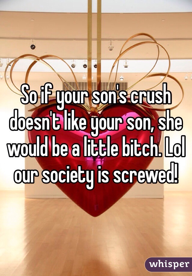 So if your son's crush doesn't like your son, she would be a little bitch. Lol our society is screwed!