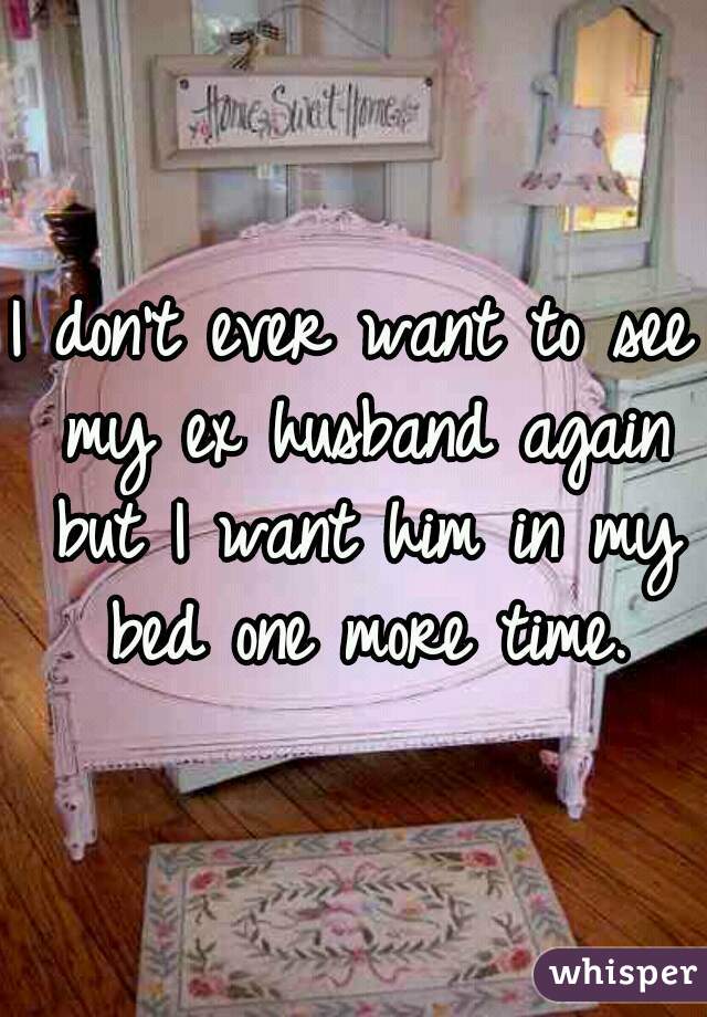 I don't ever want to see my ex husband again but I want him in my bed one more time.
