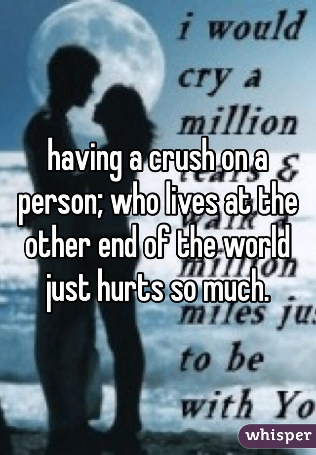 having a crush on a person; who lives at the other end of the world just hurts so much. 