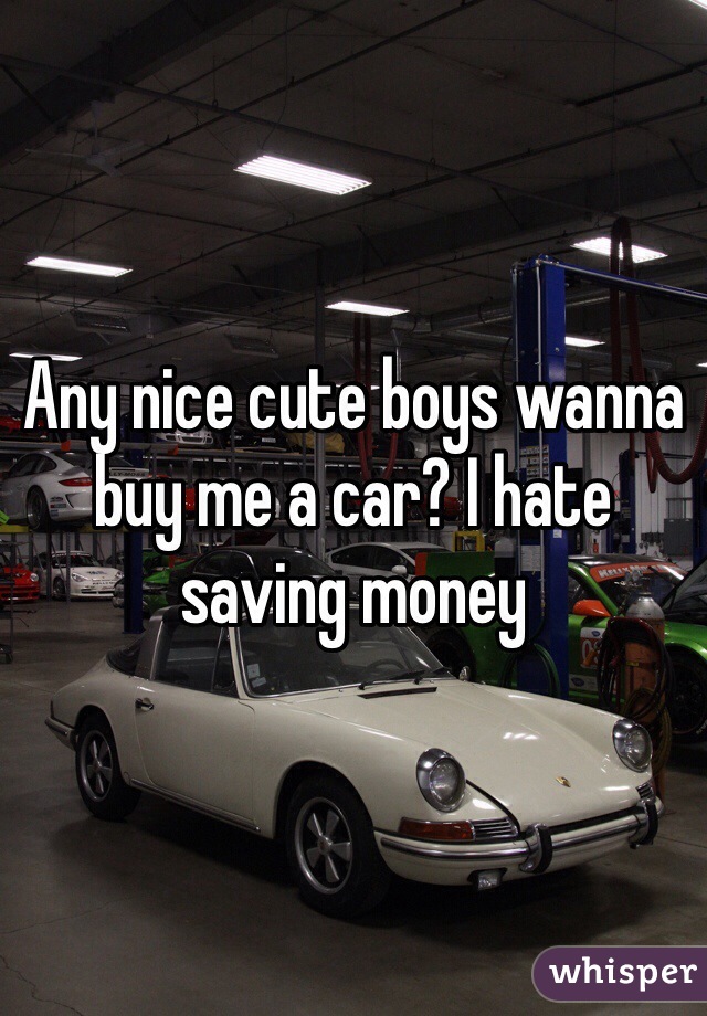 Any nice cute boys wanna buy me a car? I hate saving money 