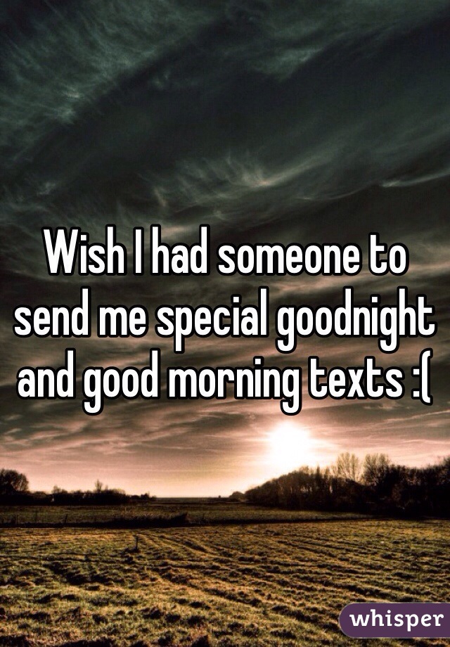 Wish I had someone to send me special goodnight and good morning texts :( 