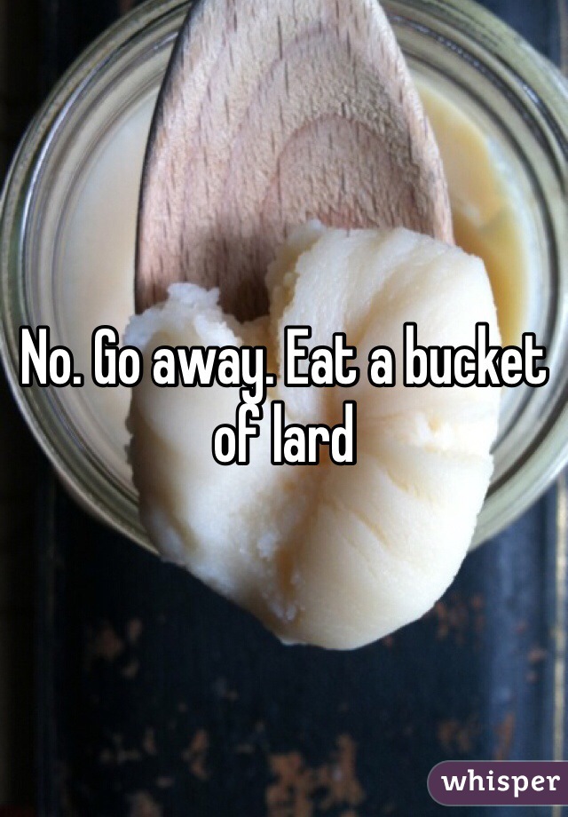 No. Go away. Eat a bucket of lard
