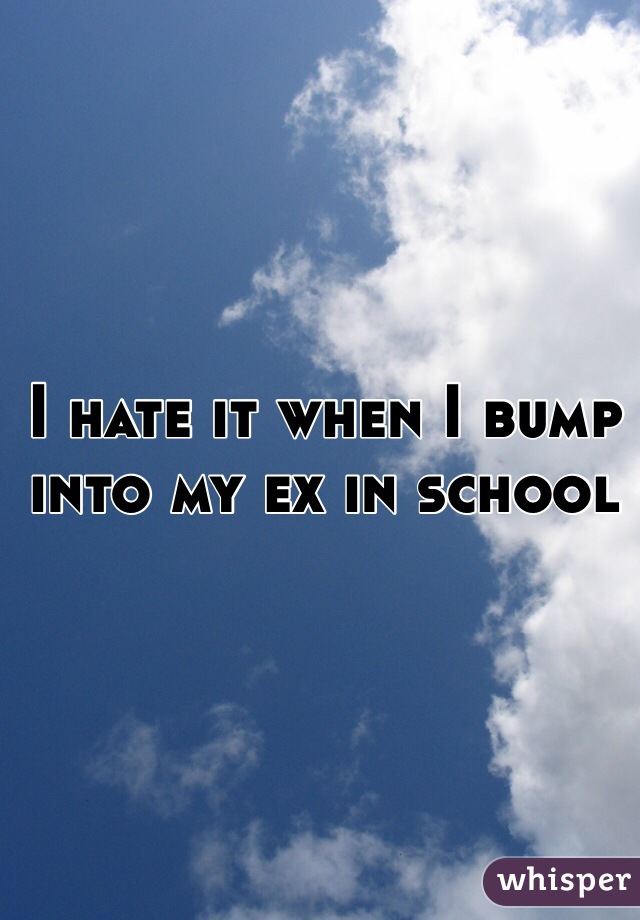 I hate it when I bump into my ex in school 
