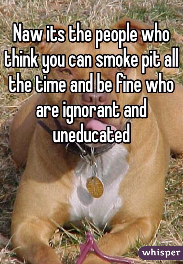 Naw its the people who think you can smoke pit all the time and be fine who are ignorant and uneducated