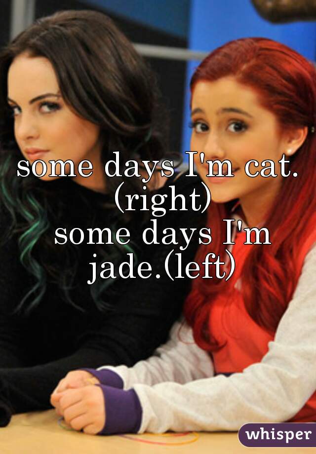 some days I'm cat. (right)
 some days I'm jade.(left)
