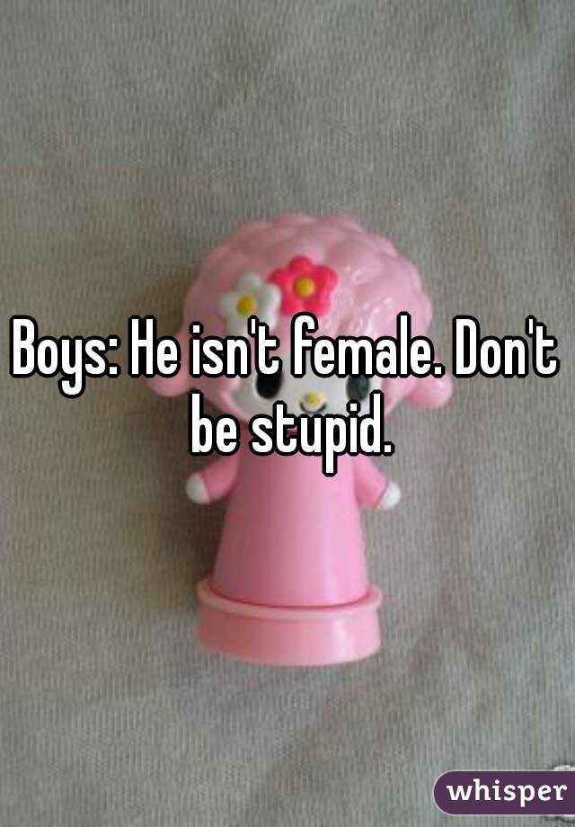 Boys: He isn't female. Don't be stupid.