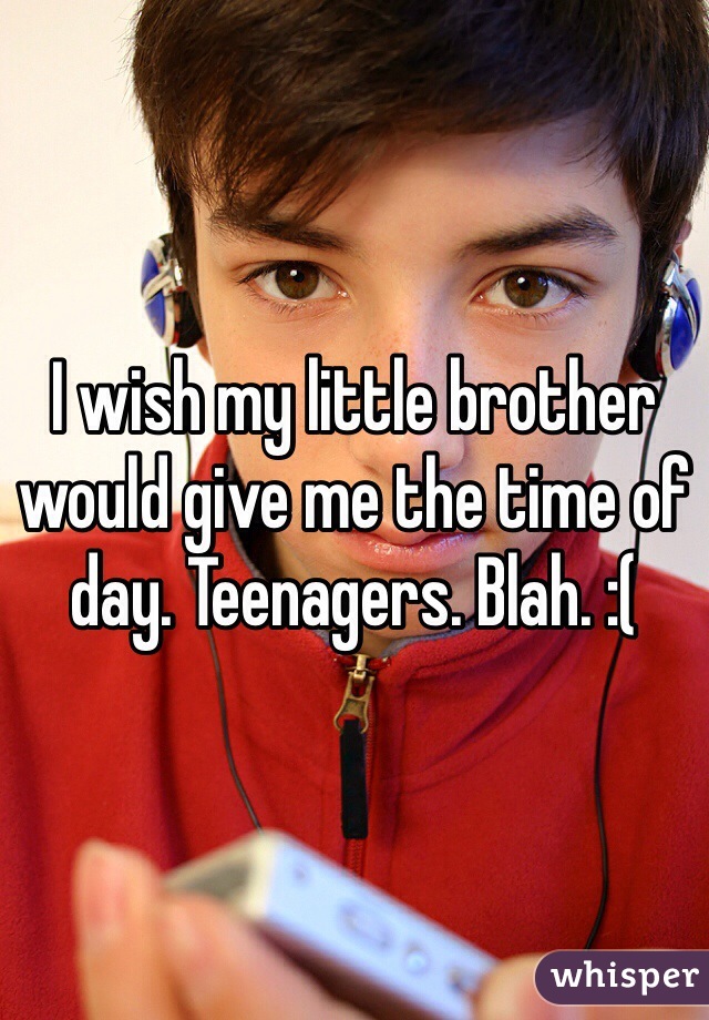 I wish my little brother would give me the time of day. Teenagers. Blah. :(