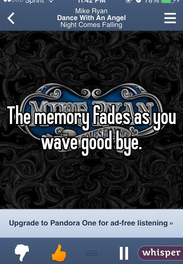The memory fades as you wave good bye. 