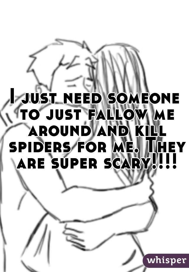I just need someone to just fallow me around and kill spiders for me. They are super scary!!!!