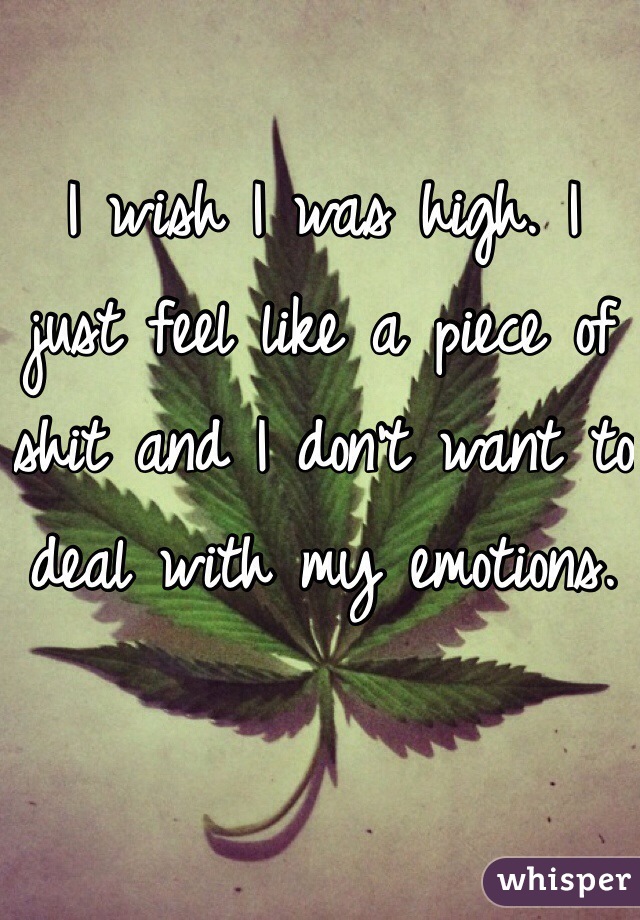 I wish I was high. I just feel like a piece of shit and I don't want to deal with my emotions. 