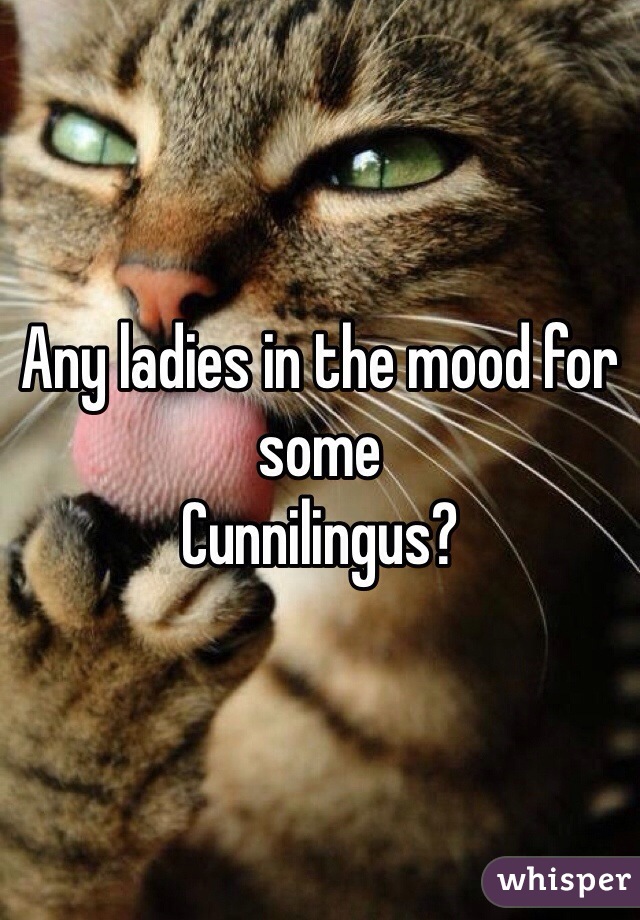Any ladies in the mood for some
Cunnilingus?