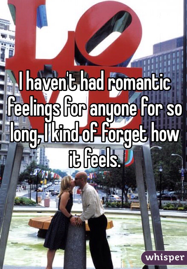 I haven't had romantic feelings for anyone for so long, I kind of forget how it feels.