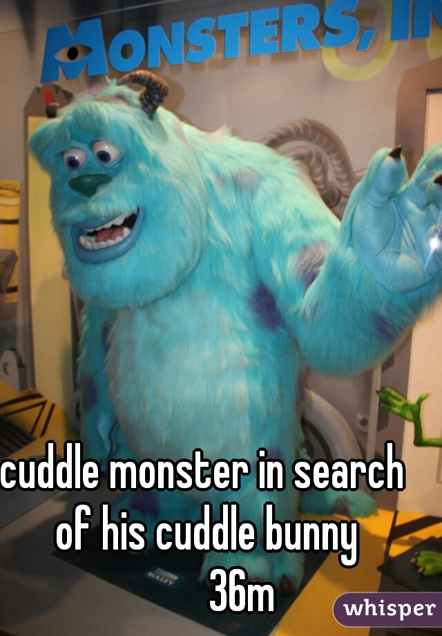 cuddle monster in search of his cuddle bunny
         36m