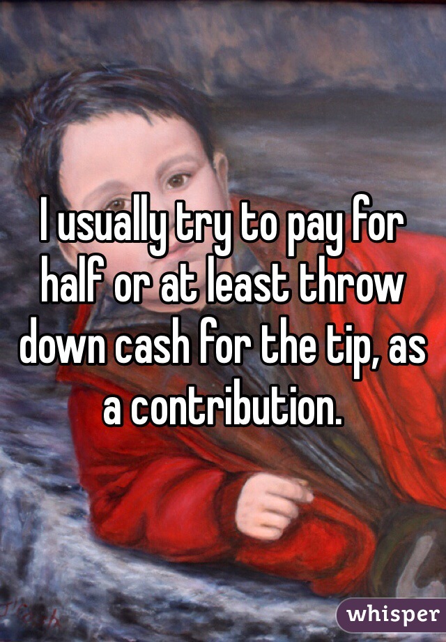 I usually try to pay for half or at least throw down cash for the tip, as a contribution. 