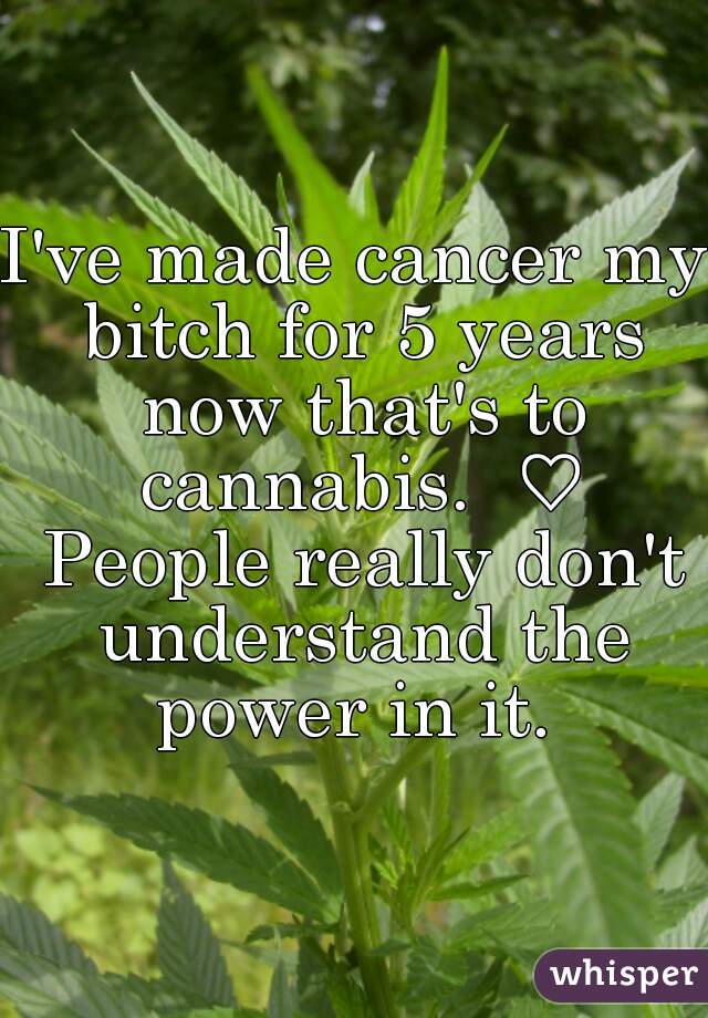 I've made cancer my bitch for 5 years now that's to cannabis.  ♡ People really don't understand the power in it. 