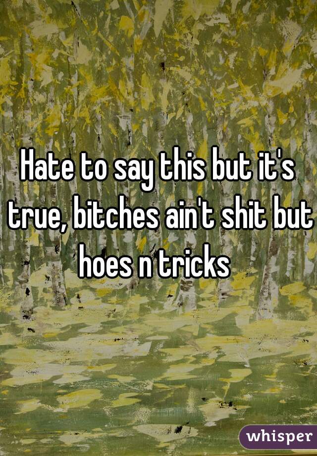 Hate to say this but it's true, bitches ain't shit but hoes n tricks  