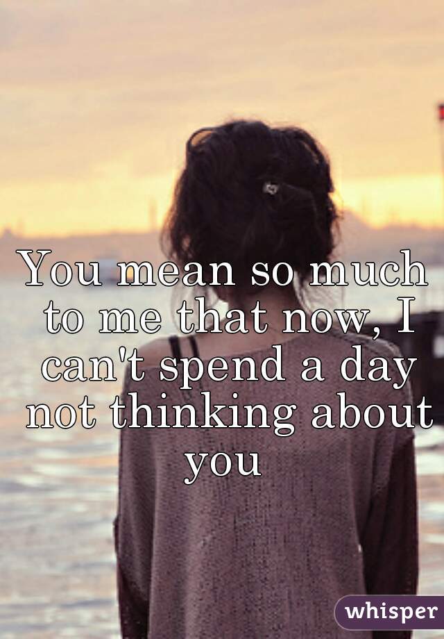 You mean so much to me that now, I can't spend a day not thinking about you 