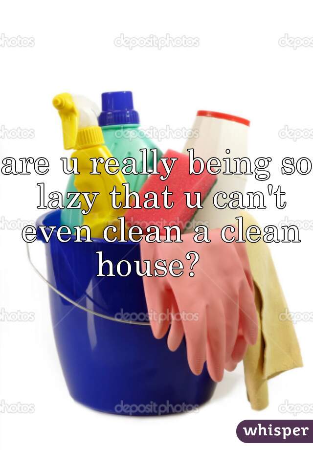 are u really being so lazy that u can't even clean a clean house?   