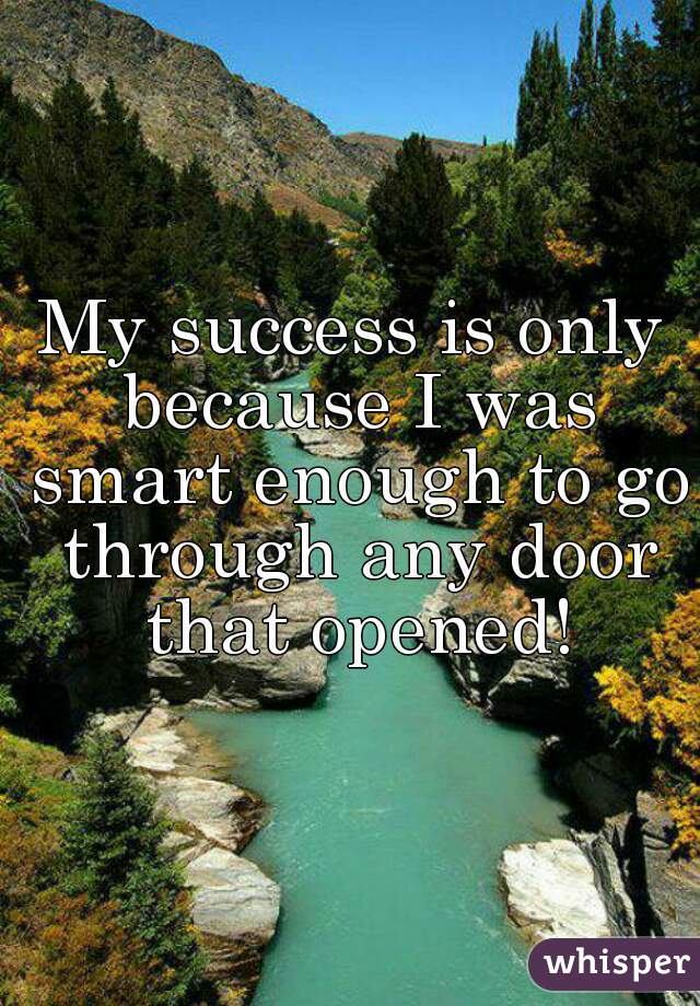 My success is only because I was smart enough to go through any door that opened!