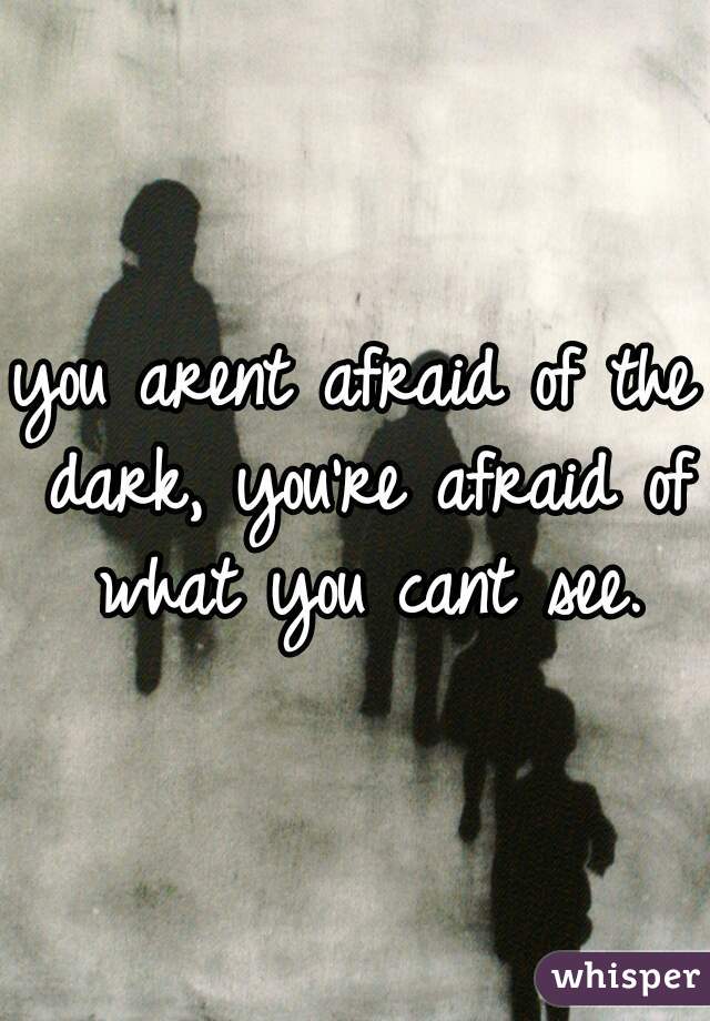you arent afraid of the dark, you're afraid of what you cant see.