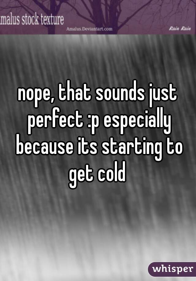 nope, that sounds just perfect :p especially because its starting to get cold 
