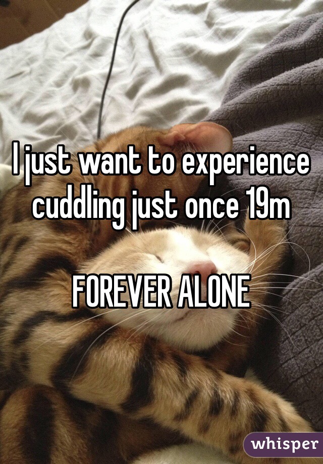 I just want to experience cuddling just once 19m

FOREVER ALONE 